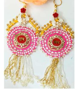 Hermosa Rosa Shubh-Labh Latkan para decoración del hogar Oficina Fiesta Regalo Ganesh Puja Templo Decoración Festival Año Nuevo Indio - Product Image 1