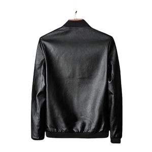 Veste en cuir pour homme de qualité supérieure OEM, automne-hiver, grande taille, mode, couleur unie, fermeture éclair, cuir véritable, veste décontractée pour homme - Product Image 5
