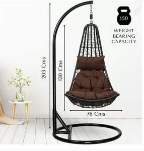 Silla Columpio de Ratán Resistente a la Intemperie con Toldo para Patio y Jardín - Product Image 3