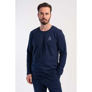 Conjunto de Pijama de Manga Larga con Cuello Redondo y 2 Hilos para Hombre CEPLI - Azul Marino - Azul Marino - Product Image 1