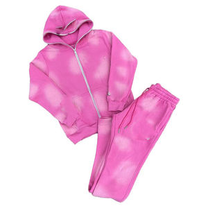 Conjunto de chándal personalizado con logotipo de alta calidad para hombre, conjunto de pantalones de chándal acampanados y Sudadera con capucha, conjunto de pantalones de chándal de algodón y sudadera con cremallera - Product Image 4