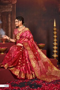 Colección de Saris de Organza para Bodas al por Mayor, Ropa Étnica Ligera y Lujosa con Diseños Elegantes y Detalles Ricos - Product Image 2