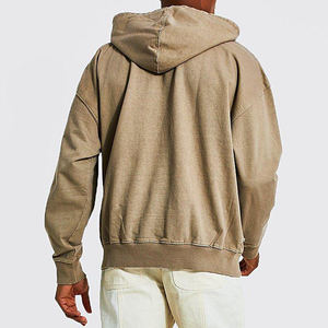 Sweat à capuche zippé pour homme, streetwear personnalisé, broderie de patchs usés, impression sérigraphique, 100% coton molletonné, coupe ample pour l'hiver - Product Image 2