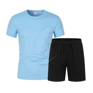 Spor eşofman erkek setleri pantolon kısa kollu tişört 2-piece set OEM yaz moda eğlence erkek takım elbise spor