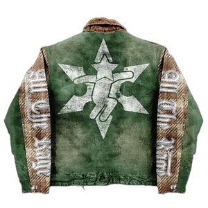 Conjunto de Chaqueta Vaquera y Jeans Acampanados Personalizados 2026 para Hombre, Estilo Urbano Vintage con Parches y Estampado, Cintura Media, Corte Regular, Bordado de Invierno - Product Image 4