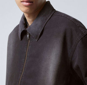 Veste vintage décontractée pour homme en coton lourd de haute qualité, lavée à l'acide, avec fermeture éclair et poches - Product Image 5