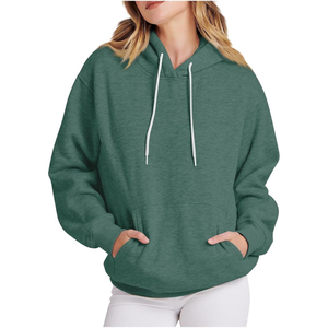 Gris 100% algodón de gran tamaño pulóver holgado ajuste antiarrugas personalizado gota hombro sudaderas con capucha para mujeres con capucha frente largo invierno - Product Image 6