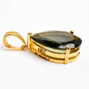 Colgante de moldavita natural hecho a mano artesanal, oro sólido de 14K con juego de puntas, colgante de regalo de boda, colgante de oro sólido - Product Image 3