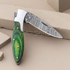 Couteau pliant fait main Damas avec lame verrouillable et poignée en bois classique pour la chasse au bricolage Support OEM personnalisable - Product Image 5