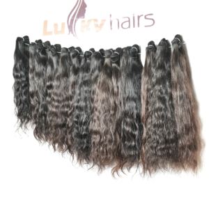 100% paquets de cheveux humains vierges indiens bruts pas cher tissage vague d'eau profonde Styles Extensions droites non transformées - Product Image 1