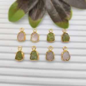 Colgante DE PIEDRA DE NACIMIENTO cruda de cuarzo rosa, juego de Collar chapado en oro, colgante de piedras preciosas hecho a mano, hallazgos de joyería - Product Image 4