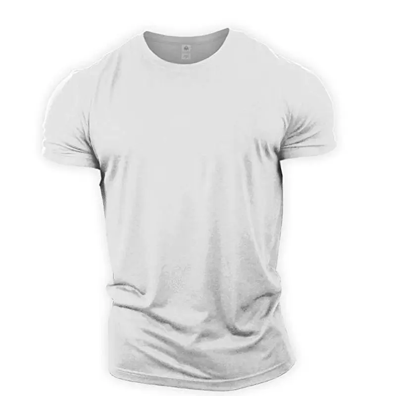 Vochtafvoerende Spier Fit T-Shirt Polyester Atletisch Lichtgewicht Snel Droog Heren Wit Zomer Boxing Gym Tshirt