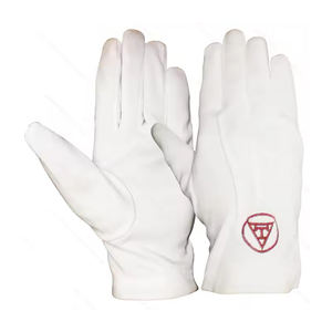 Offre Spéciale maçonnique Royal Arch Gants Rite Triple Rouge Symbolisme Logo Brodé Symbolisme Coton Classique Blanc Gants - Product Image 3