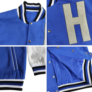 Venta caliente chaqueta de cuero Varsity de lana de alta calidad personalizable Casual Stand Collar sólido botón Letterman Varsity chaqueta - Product Image 4