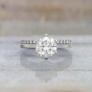 Anneaux de mariage haut de gamme 1.5 carats coupe ronde Moissanite bague de fiançailles diamant alliance empilable bijoux en argent en gros - Product Image 3