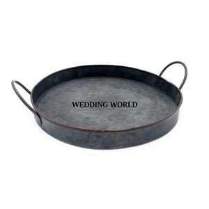 ถาดเสิร์ฟอาหารชุบสังกะสีแบบทำมือทรงกลมอุปกรณ์สำหรับงานแต่งงานอุปกรณ์รับประทานอาหารสุดหรูถาดเสิร์ฟทำจากโลหะ - Product Image 2