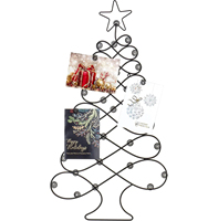 Soporte para tarjetas de felicitación con diseño de árbol de Navidad de pie, soporte de exhibición, alambre de hierro, negro/rojo, soporte para tarjetas fotográficas de mesa