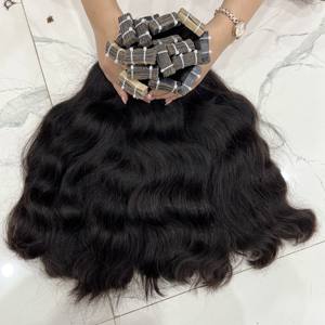 RUBAN DE DONATEUR CRU au CAMBODGE NATUREL WAVE NOIR MEILLEURE VENTE Extensions de Cheveux Humains Vierges Remy Fumi Style Machine Double Trame - Product Image 1