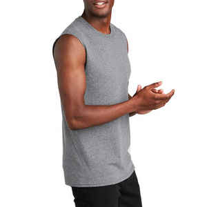 2025 venta al por mayor última alta calidad Color liso logotipo personalizado tela Spandex algodón hombres cuello redondo Camiseta sin mangas para hombres - Product Image 2