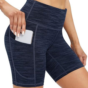 Pantalones cortos deportivos de doble capa de cintura alta personalizados para mujer, elásticos, para Fitness, correr, entrenamiento, compresión, ajustados, diseño sólido 2 en 1 - Product Image 1