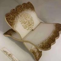 Support de Coran en résine fait main, personnalisé, design pétales de rose, artisanat, thème religieux, personnalisable