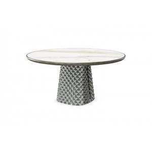 Atrium Keramik Premium <b>Round</b> <b>Dining</b> <b>Table</b> Set Contemporary Modern Design <b>Solid</b> <b>Wood</b> with Marble Top Assembled - Product Image 2