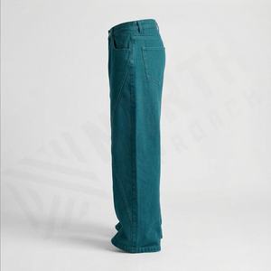 Jeans pour hommes rétro, design personnalisé, streetwear, jambes larges superposées, délavés au soleil, baggy, denim, pantalon, lavage à l'acide, durable, tendance - Product Image 3