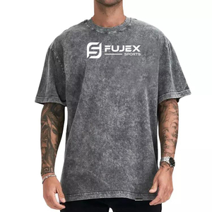 เสื้อยืดผ้าฝ้ายฟอกสีกรดผ้าฝ้ายพิมพ์ลาย DTG OEM 230/270GSM 100% แบบซับลิเมชันซักได้ตามต้องการ - Product Image 1