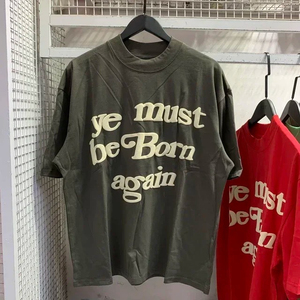 Mới mùa xuân mùa hè Puff YE phải được sinh ra một lần nữa màu xanh lá cây T-Shirt người đàn ông Phụ Nữ Ngắn Tay Áo Tops - Product Image 5
