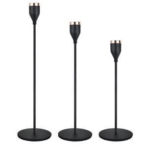 Modern Design Ring Base <b>Taper</b> <b>Candle</b> Stick Stand Creative Black <b>Candle</b> Stand Golden Metallic Head Interior Home Lighting - Product Image 4