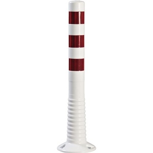 Bolardo de Plástico Blanco/Rojo para Equipamiento de Estacionamiento, Diseño Atornillable de 80 mm con 750 mm de Altura sobre el Suelo - Product Image 1