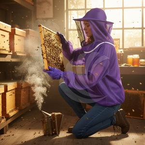 Chaqueta de Apicultura Protectora Ventilada Morada al por Mayor para Hombres y Mujeres para la Caza de Abejas - Product Image 3