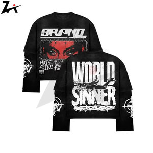 Goth imprimé graphique t-shirts hommes High Street Hip Hop Style Vintage sweat coupe ample décontracté hauts mode alternative - Product Image 1