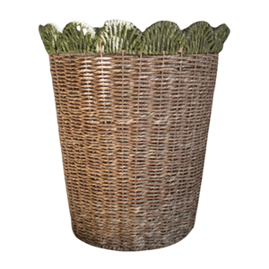 Cesta de mimbre natural tejida a mano con borde festoneado para árboles y flores, cesta decorativa de mimbre para el hogar, procedente de Vietnam. - Product Image 2
