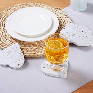 Classic <b>Ceramic</b> Heart Shape <b>Coasters</b> Set of 4-Eco-Friendly Drink <b>Coasters</b> for Tabletop Protection - Product Image 4