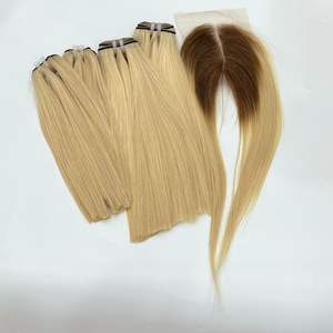 Venta al por mayor RAW DONOR BONE STRAIGHT COLOR SUPER DOBLE DRAWN 3 BUNDLES SET CON CIERRE FRONTAL EXTENSIONES DE CABELLO HUMANO - Product Image 6