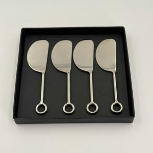 Juego de Utensilios para Queso de Acero Inoxidable, Juego de Queso Redondo Plateado, Juego de Esparcidores de Queso, Mango Circular, Precio Más Bajo en India - Product Image 4