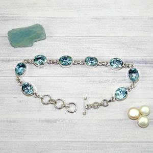 Beautiful Solid 925 Sterling Silver Blue Topaz Gemstone Handmade <b>Fine</b> Silver Tennis Bracelet Jewelry 925 Sterling Silver Jewelry - Product Image 3