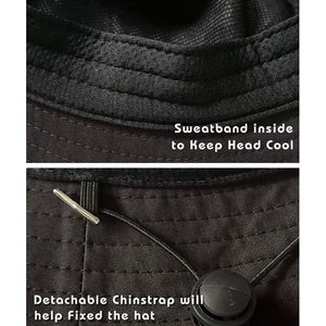 OEM diseño personalizado sombrero de cubo impermeable de algodón en blanco para mujeres y hombres con cadena sombrero de cubo de ala ancha - Product Image 4