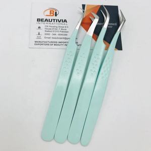 Professional <b>Mint</b>-Colored Stainless Steel Eyelash Extension Tweezers Custom Engraved Logo Star Printed Pointed Tip Sustainable - Product Image 2