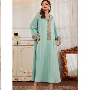 Dubai Jalabiya caftán marroquí nuevas mujeres musulmanas árabe caftán islámico Maxi Vestido de manga larga árabe Jilbab Abaya al por mayor Fro - Product Image 4