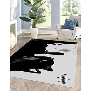 Tapis imprimé moderne et vibrant, accent animalier abstrait pour le bureau ou la maison, tapis en chenille - Product Image 1