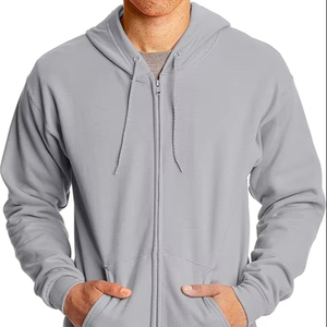 Sweat à capuche zippé surdimensionné uni avec coupe décontractée, sweat à capuche zippé avec étiquette personnalisée pour collection de marque privée - Product Image 1
