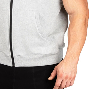 Sweat-shirts sans manches à fermeture éclair en molleton 100% coton de haute qualité pour hommes, impression numérique personnalisée du logo, pour la salle de sport, la musculation - Product Image 4