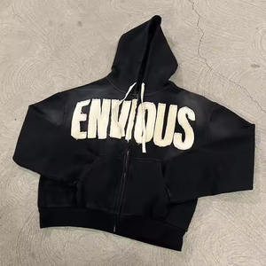 Tissu éponge français Hommes Street Wear Détresse Broderie Survêtement Logo Personnalisé Coton Hommes Vintage Soleil Fade Top Qualité Survêtement - Product Image 4