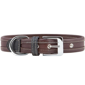 Collar de piel auténtica para perro, accesorio ecológico de alta calidad, costura de contraste, relleno suave, ajuste de metal, venta al por mayor de fábrica - Product Image 4