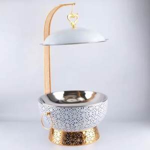 ถาดอุ่นอาหารสแตนเลสอย่างดีสำหรับงานจัดเลี้ยง สีทองและสีขาว ฝาปิดแบบมือจับ  รับผลิตตามความต้องการ ยี่ห้อ TCA - Product Image 1