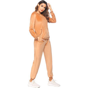 Logo personnalisé femmes 2 pièces solide velours à capuche survêtement PULVERIZER 6XL à manches longues tenue d'entraînement pour automne hiver fille ensemble - Product Image 2