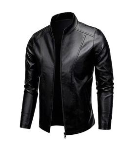 Chaqueta de Cuero Negra de Motociclista Clásica de Alta Calidad, Chaqueta de Cuero Sintético Ajustada y Resistente al Viento para Hombre - Product Image 1