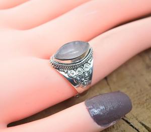 Tendance 925 Sterling Silver Rose Quartz Gemstone Anneau Bijoux À La Main Argent Boho Style Anneau Bijoux Pour Femmes Cadeau Pour Les Filles - Product Image 2